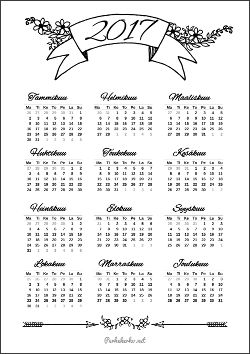 Tulostettava kalenteri 2017 suomeksi