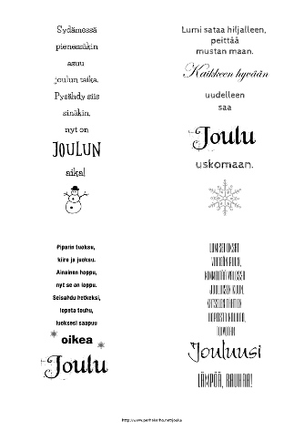 Tulostettavat joulurunot joulukortteihin