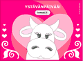 Animoitu ystävänpäiväkortti iloinen lehmä