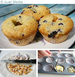 Muffinssit: mustikka-kermatoffee